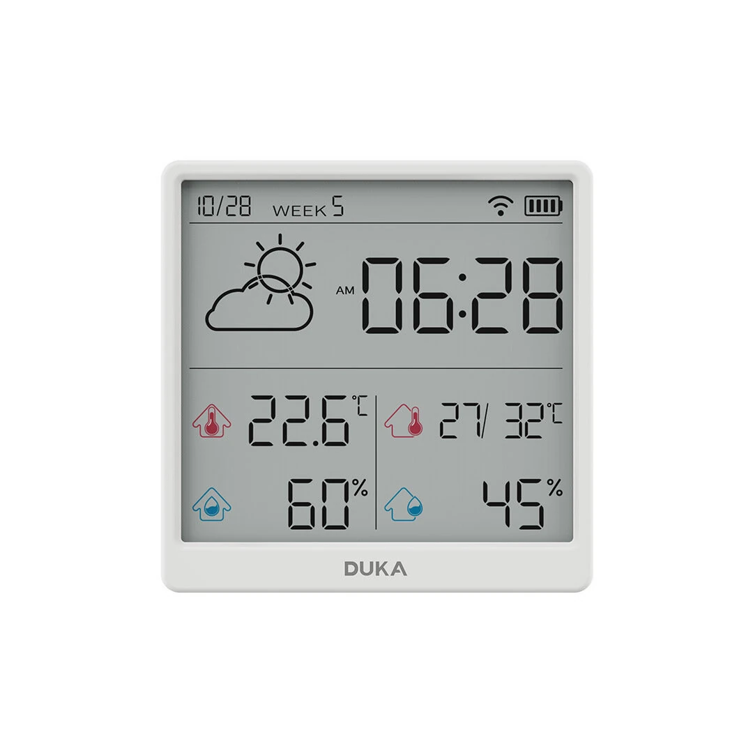 (image for) DUKA LCD Wireless Smart Home WIFI Temperature and Humidity Weather Sensor Rechargeable Indoor Clock Hygrometer Mini Digital Thermometer